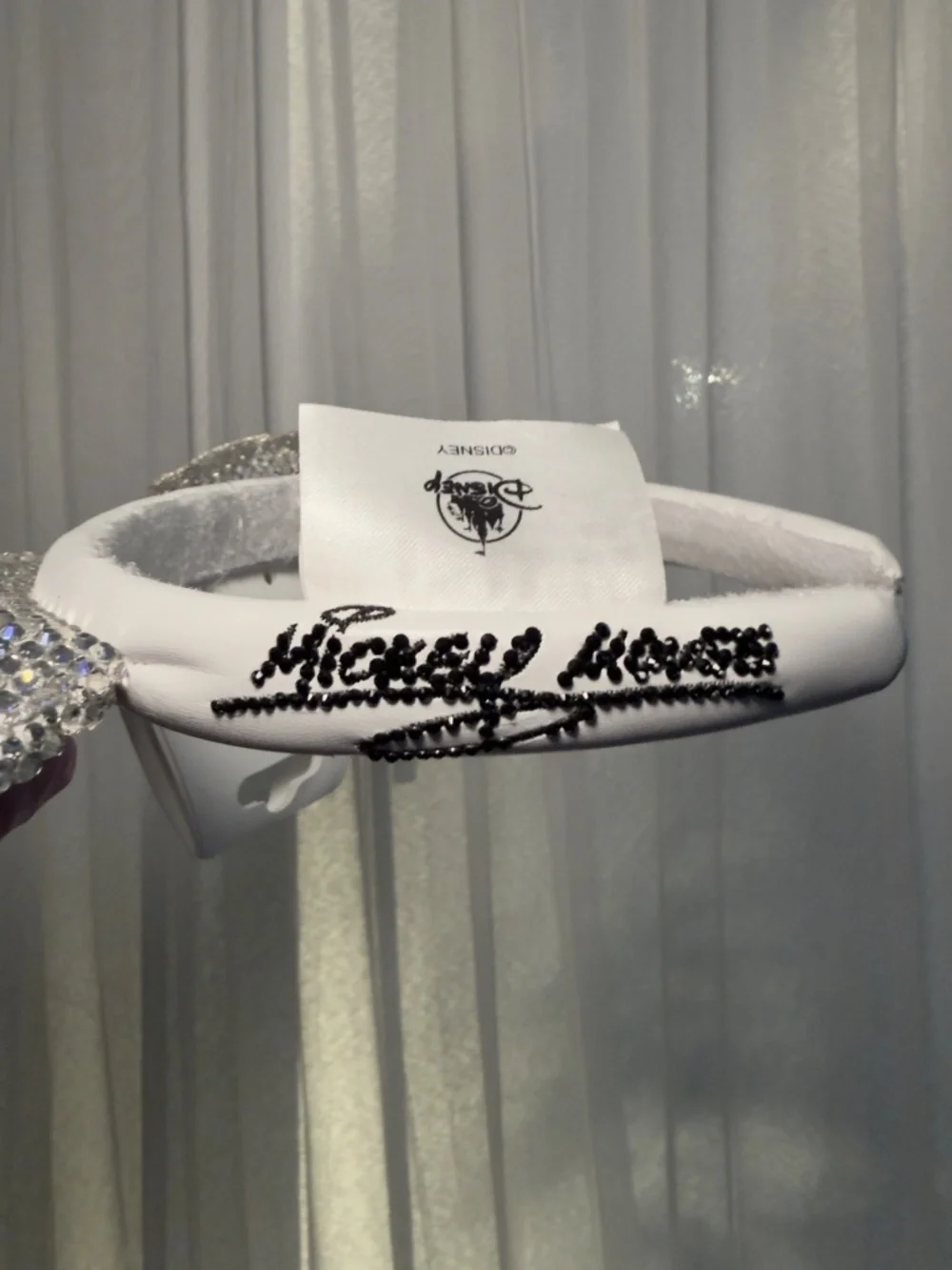 ~RARE~ Authentic Disney White Hand Embellished Bling Crystal Rhinestone Ears - Picture 4 of 5